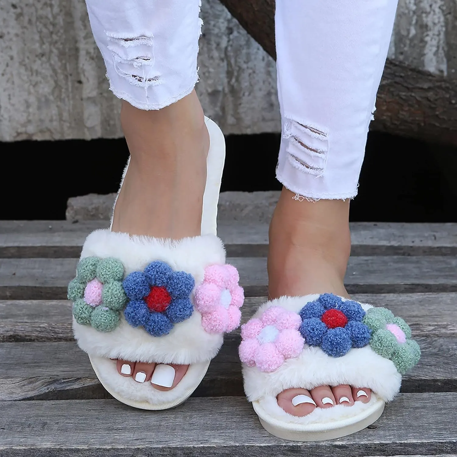 SBGMoSJ Indoor House Slippers for Guests Mens Slipper Booties Memory Foam House Slippers Spa Slippers for Women Rubber Christmas Garland Gifts for Women 2023