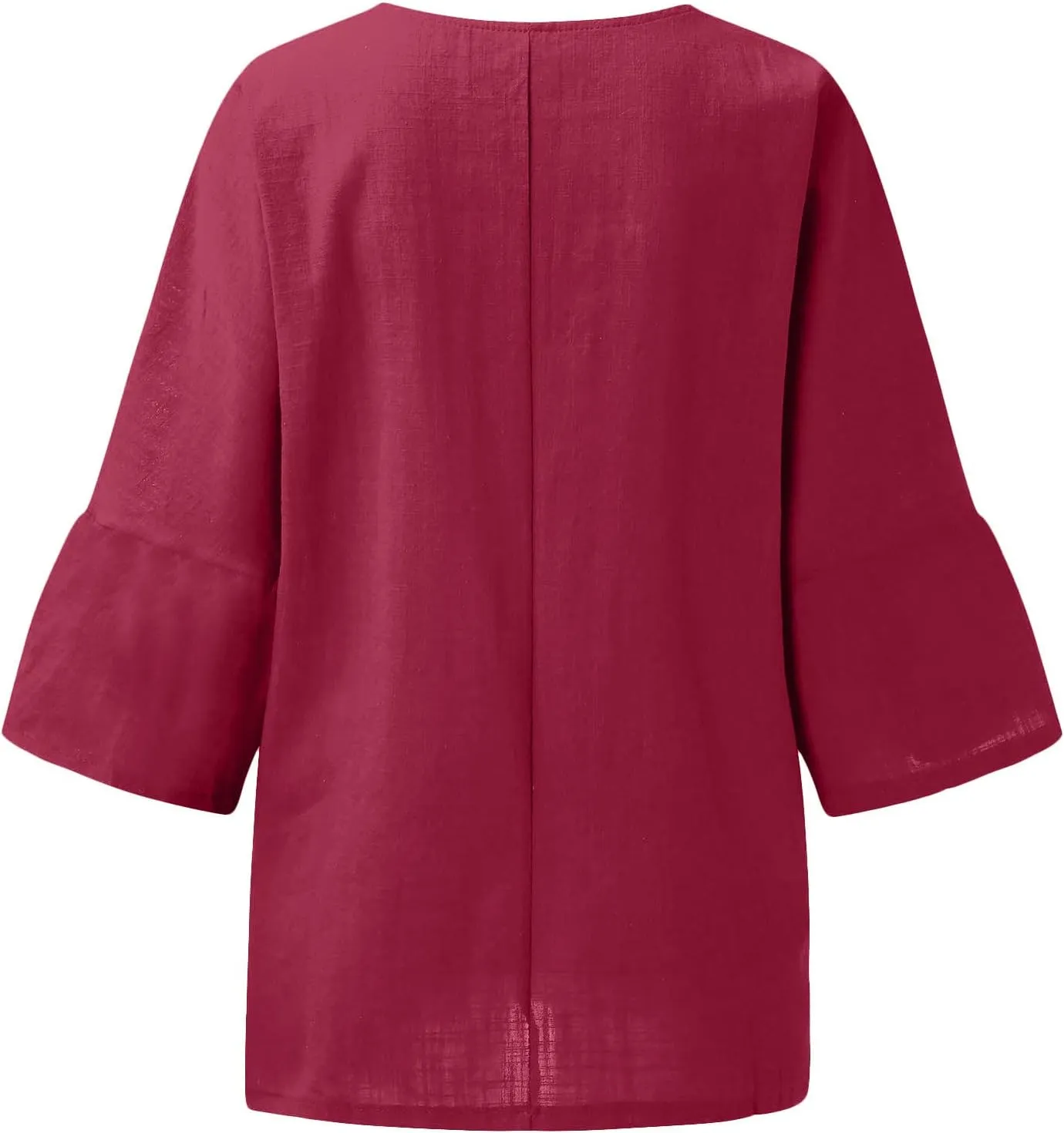 Shirts for Women Trendy Crew Neck 3/4 Sleeve Tops Casual Solid Loose Fitted Boho Shirts Beach Hawaiian Blouses Tops