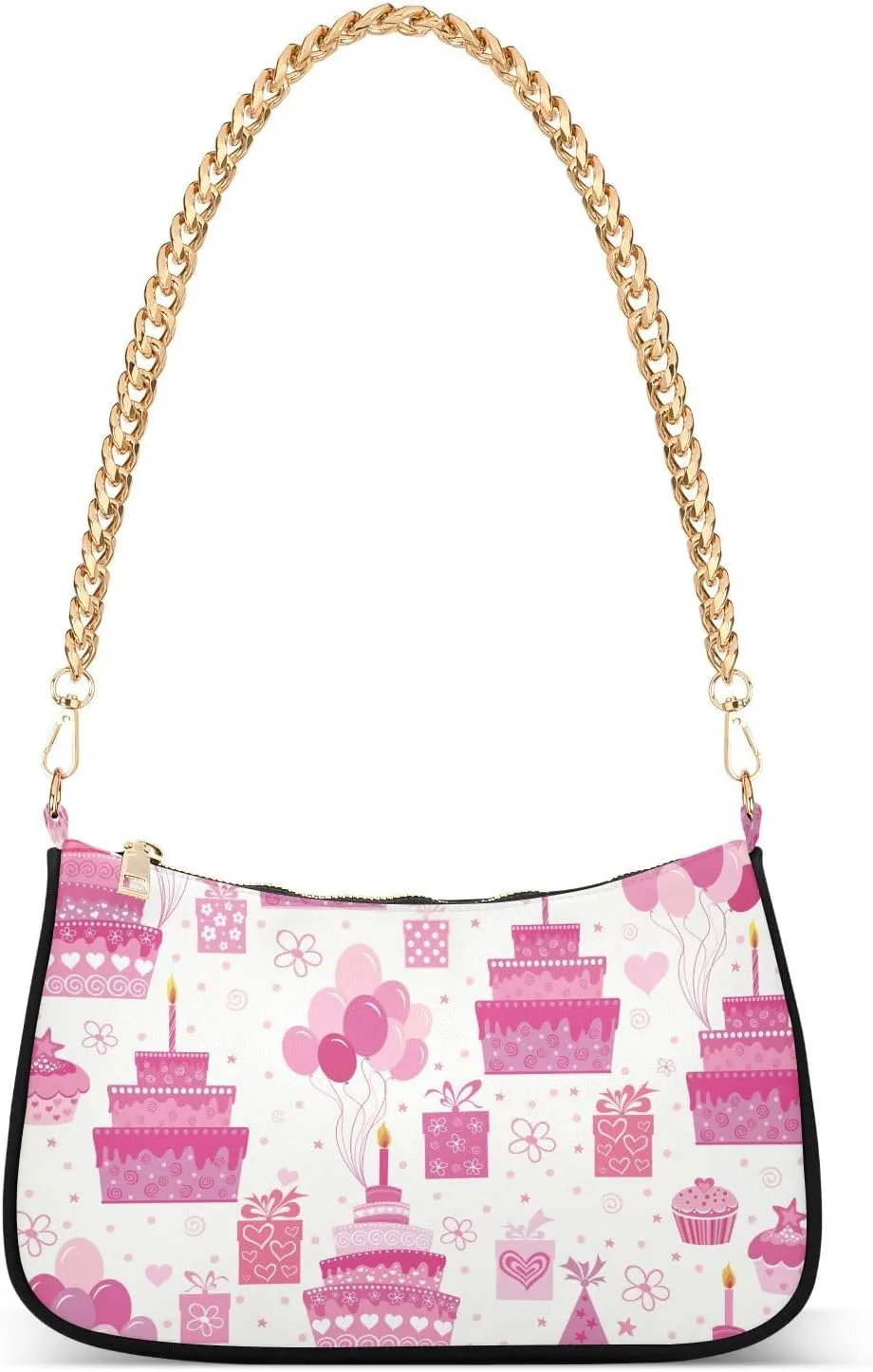 Shoulder Bag for Women Birthday Cakes Pink Ballon Hobo Purses Handbags for Women with Chain Strap