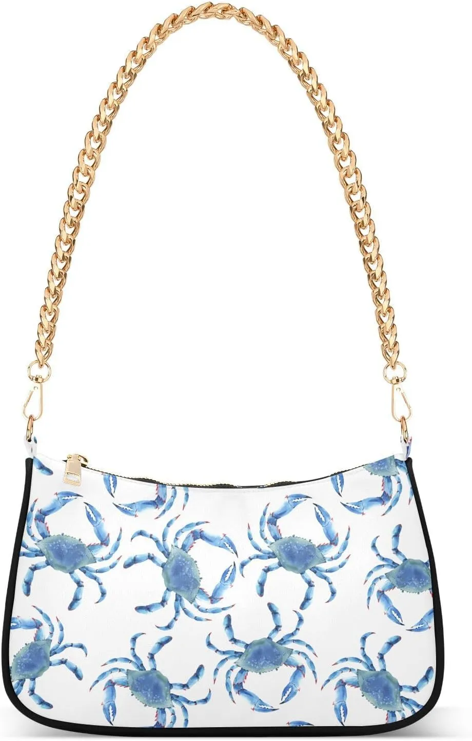 Shoulder Bag for Women Watercolor Blue Crabs Hobo Purses Handbags for Women with Chain Strap