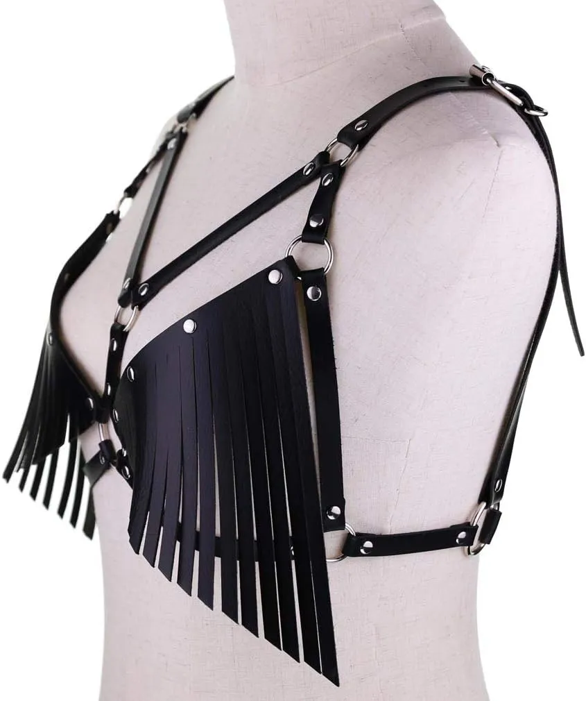 Show Muscle Leather COSPLAY Adjustable Belt Suspenders Harness Punkgoth Chest Shoulder Straps Braces Body straps