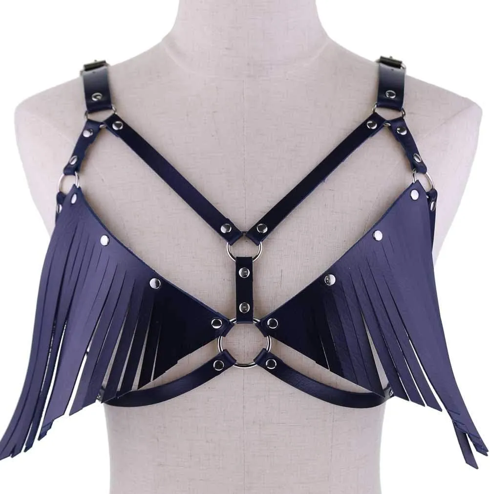 Show Muscle Leather COSPLAY Adjustable Belt Suspenders Harness Punkgoth Chest Shoulder Straps Braces Body straps