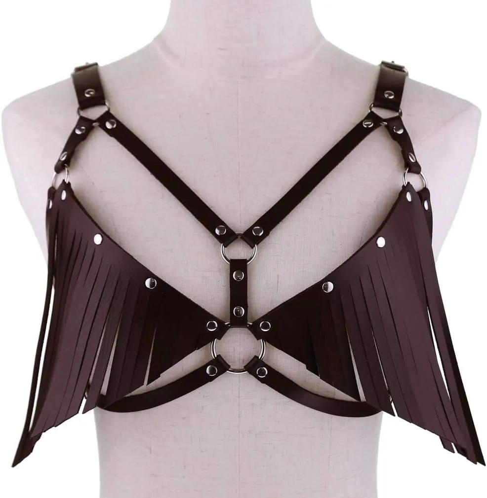 Show Muscle Leather COSPLAY Adjustable Belt Suspenders Harness Punkgoth Chest Shoulder Straps Braces Body straps
