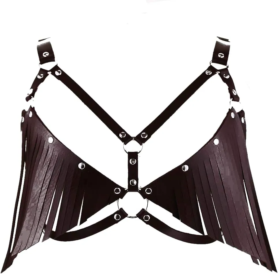 Show Muscle Leather COSPLAY Adjustable Belt Suspenders Harness Punkgoth Chest Shoulder Straps Braces Body straps