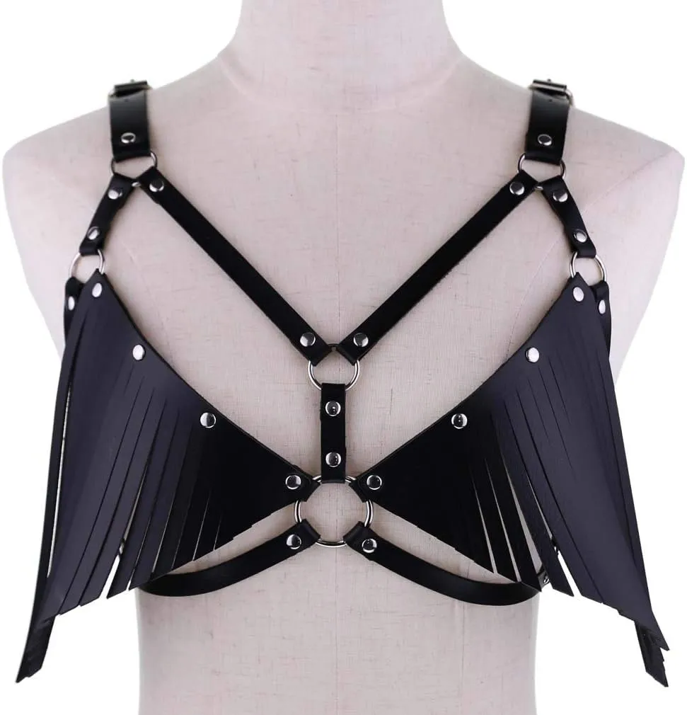 Show Muscle Leather COSPLAY Adjustable Belt Suspenders Harness Punkgoth Chest Shoulder Straps Braces Body straps