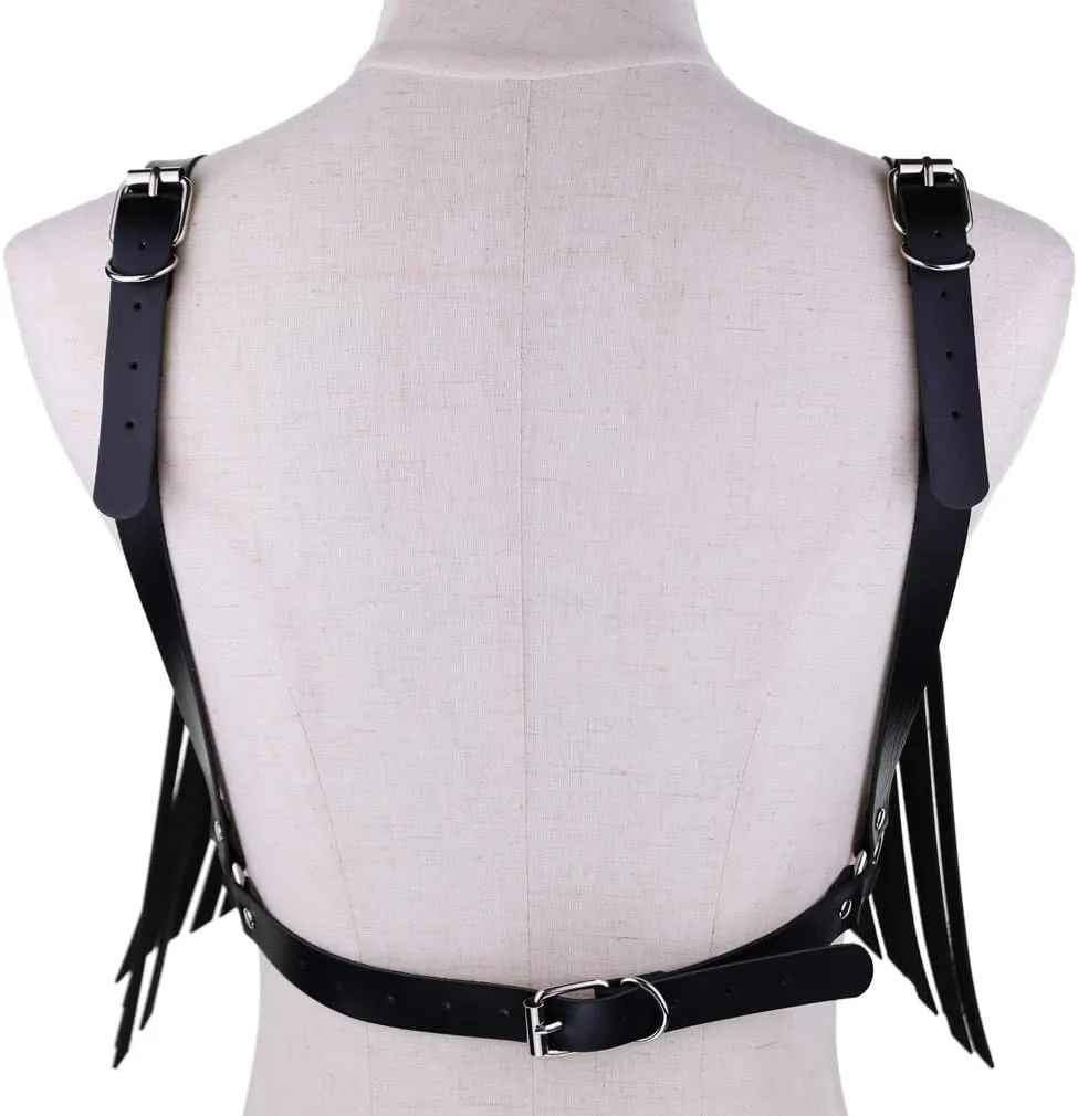 Show Muscle Leather COSPLAY Adjustable Belt Suspenders Harness Punkgoth Chest Shoulder Straps Braces Body straps