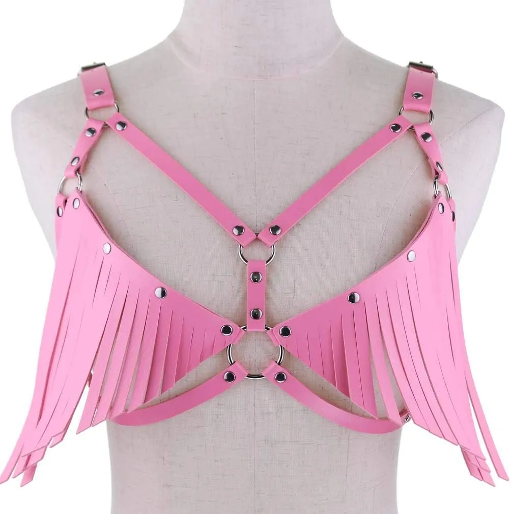 Show Muscle Leather COSPLAY Adjustable Belt Suspenders Harness Punkgoth Chest Shoulder Straps Braces Body straps