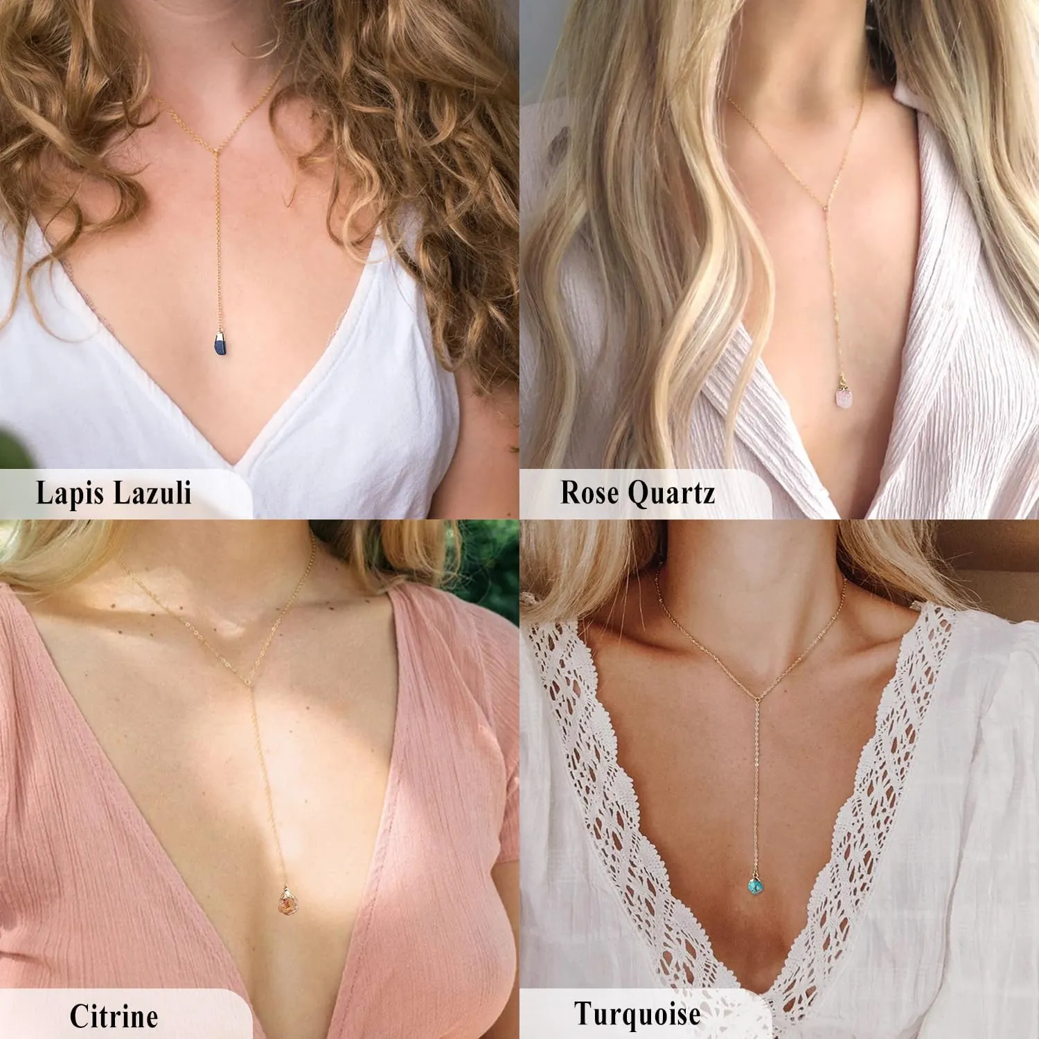 S.J JEWELRY Womens Handmade CZ Simple Delicate 14K Gold Plated/Rose Gold Plated/Silver Plated Lariat Simple Baton Adjustable Y Necklace