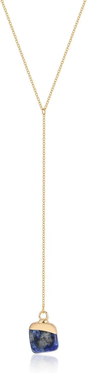 S.J JEWELRY Womens Handmade CZ Simple Delicate 14K Gold Plated/Rose Gold Plated/Silver Plated Lariat Simple Baton Adjustable Y Necklace