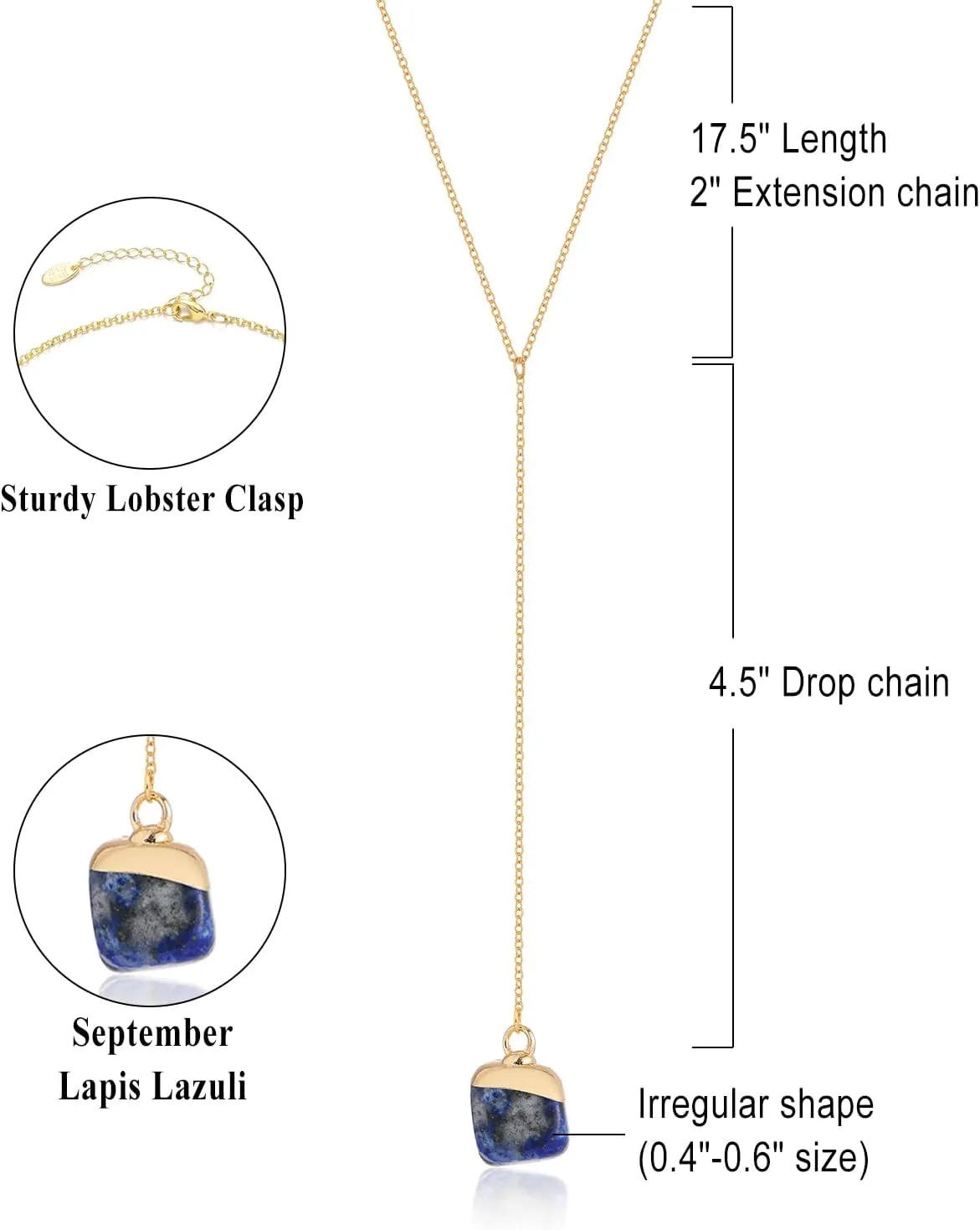 S.J JEWELRY Womens Handmade CZ Simple Delicate 14K Gold Plated/Rose Gold Plated/Silver Plated Lariat Simple Baton Adjustable Y Necklace