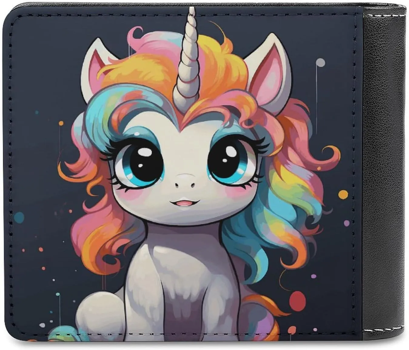 Slim Credit Card Holder Personalized Leather Cute with Colorful Hairstyle Money Clip Gifts Wallet For Men Women