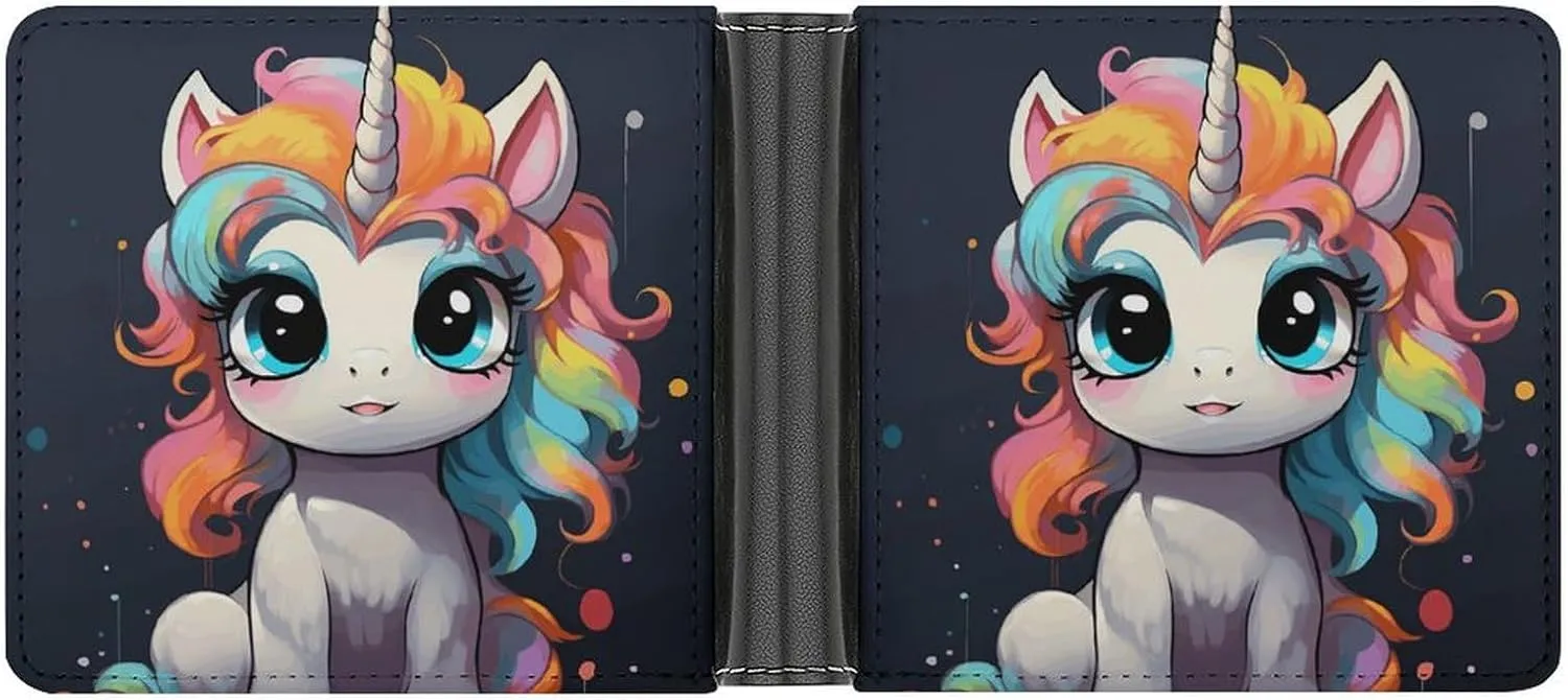 Slim Credit Card Holder Personalized Leather Cute with Colorful Hairstyle Money Clip Gifts Wallet For Men Women