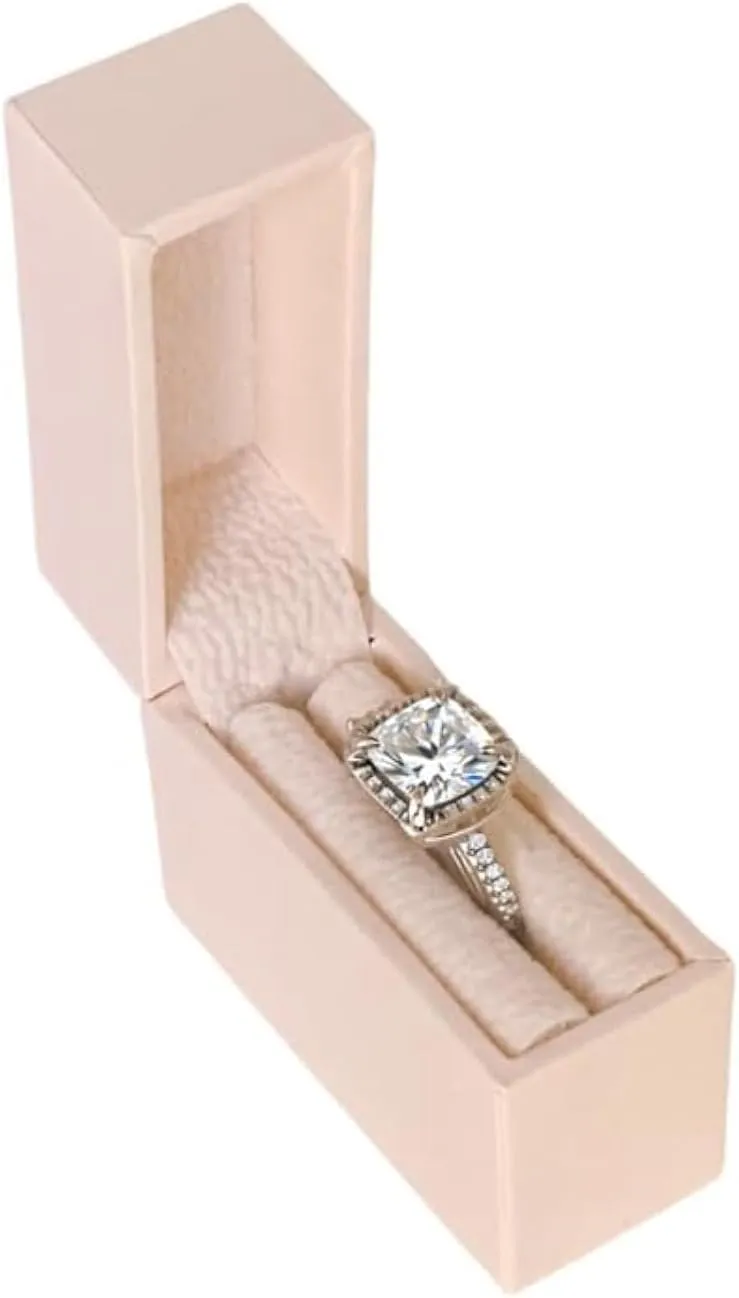 Slim Thin Engagement Blush Pink Ring Box for Surprise Proposal