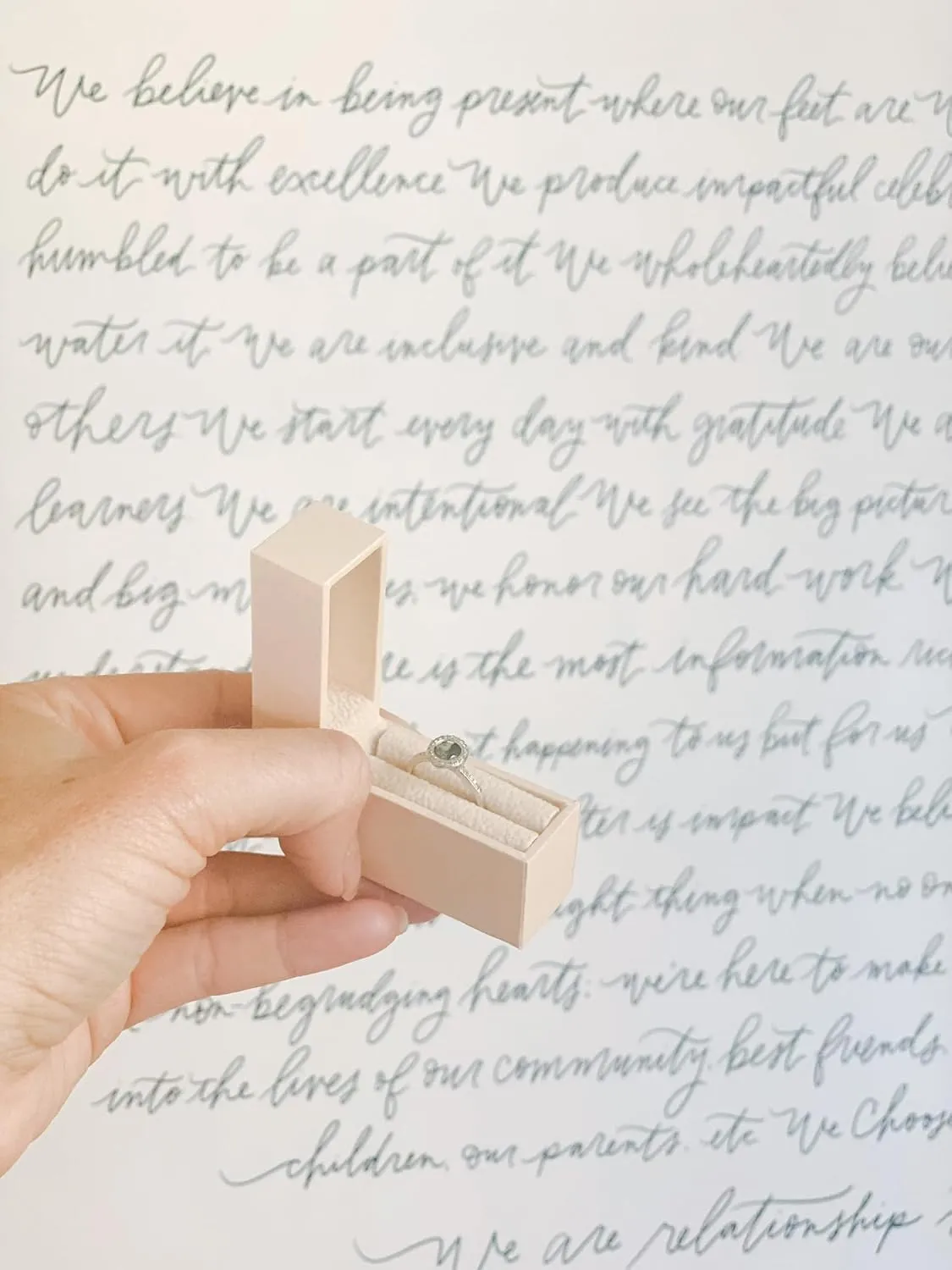 Slim Thin Engagement Blush Pink Ring Box for Surprise Proposal