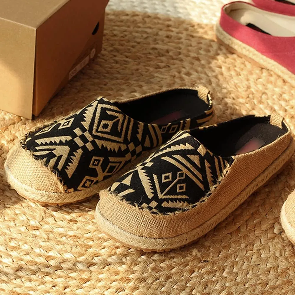 slippers Flip Flops,Men's Linen Sandals, Ethnic Style Retro Straw Woven Toe Slippers Personalized Linen Shoes