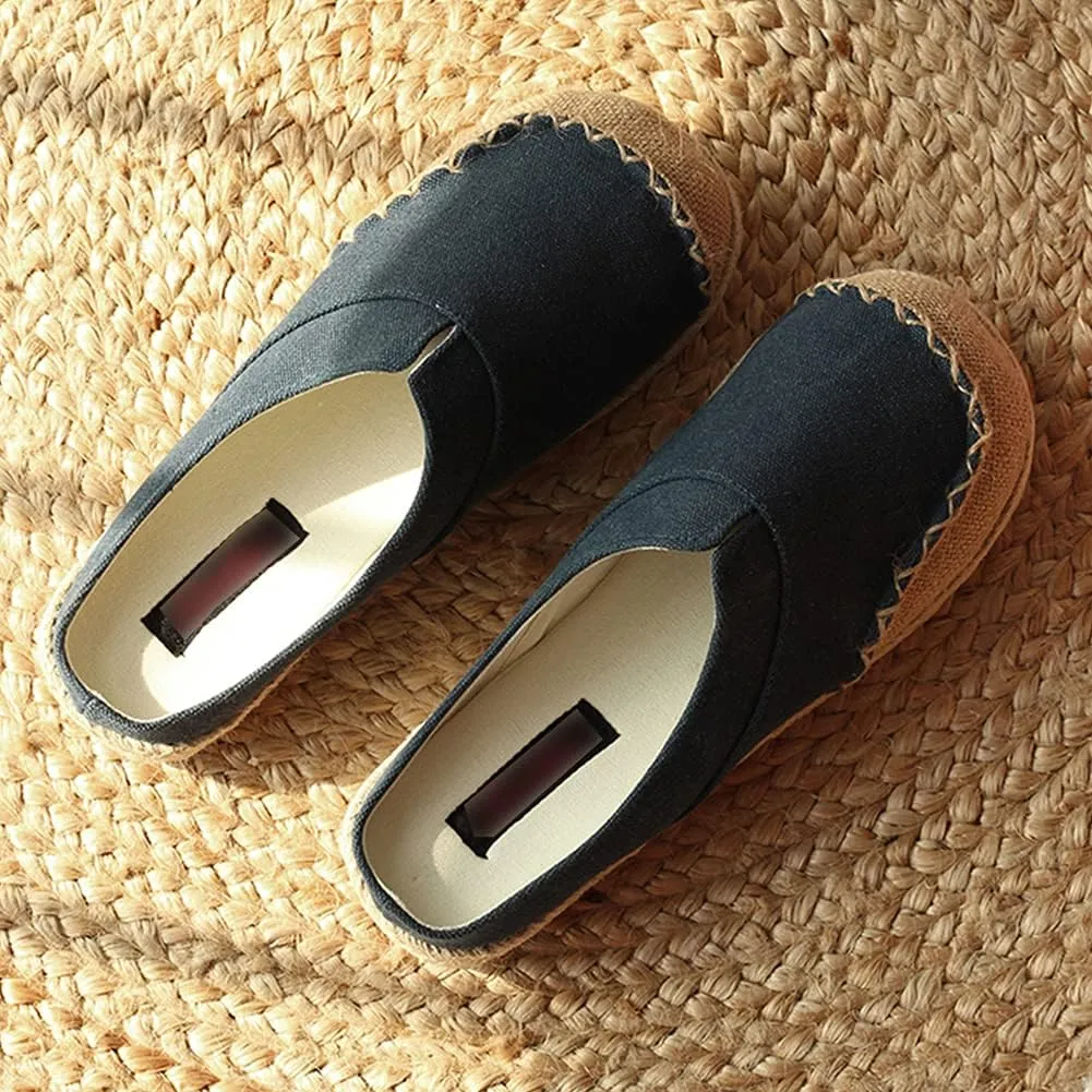 slippers Flip Flops,Men's Linen Sandals, Ethnic Style Retro Straw Woven Toe Slippers Personalized Linen Shoes