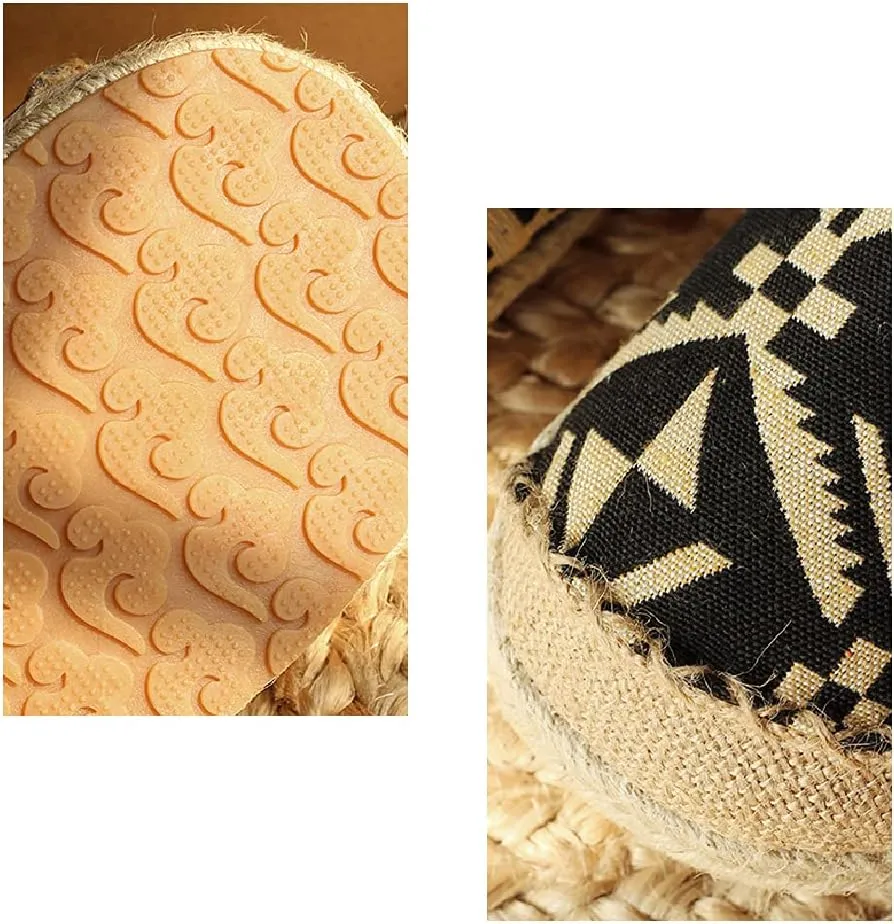 slippers Flip Flops,Men's Linen Sandals, Ethnic Style Retro Straw Woven Toe Slippers Personalized Linen Shoes