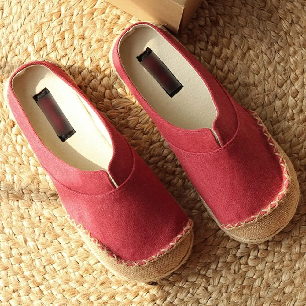 slippers Flip Flops,Men's Linen Sandals, Ethnic Style Retro Straw Woven Toe Slippers Personalized Linen Shoes