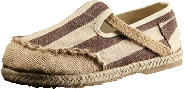 slippers Flip Flops,Retro Woven Straw-Soled Men's Shoes, One-Step Comfortable Breathable Linen Shoes
