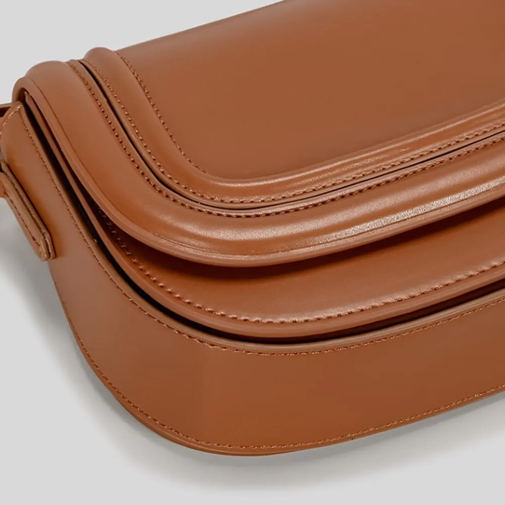 Slouchy PU Leather Saddle Hobo Bags Women Trendy Underarm Crescent Shoulder Bag Cute Satchel Crossbody Purse Tote Handbag