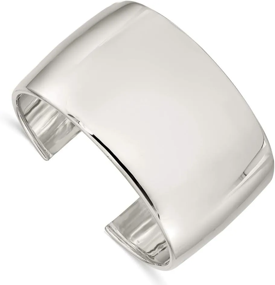 Solid 925 Sterling Silver 40mm Cuff Bangle Bracelet