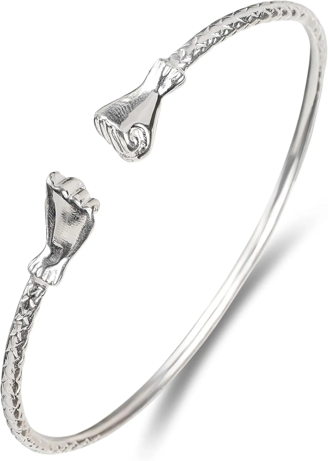 Solid .925 Sterling Silver Bangle Cuff Bracelet Large For Women Jewelry Stretch Bracelets Friendship Gift Birthday Gifts West Indian Bangle Fist Ends - 1 piece
