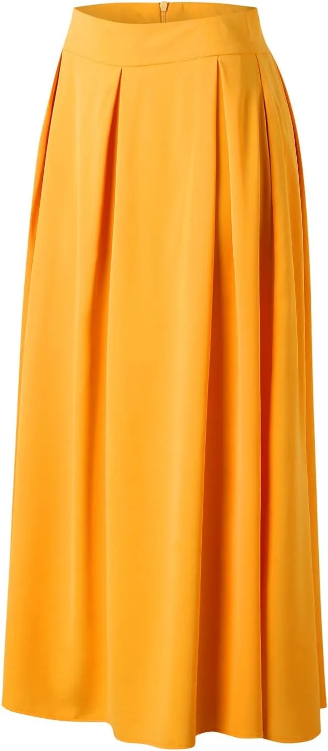 Solid Color Summer Skirts for Women 2023 High Waisted Pleated Casual A Line Athletic with Pockets Plus Size Spring