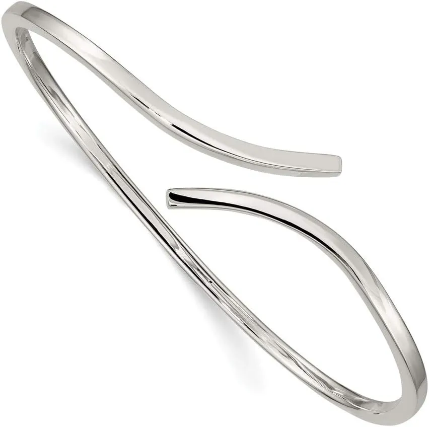 Sonia Jewels 925 Sterling Silver 2.50mm Flexible Bangle Cuff Bracelet