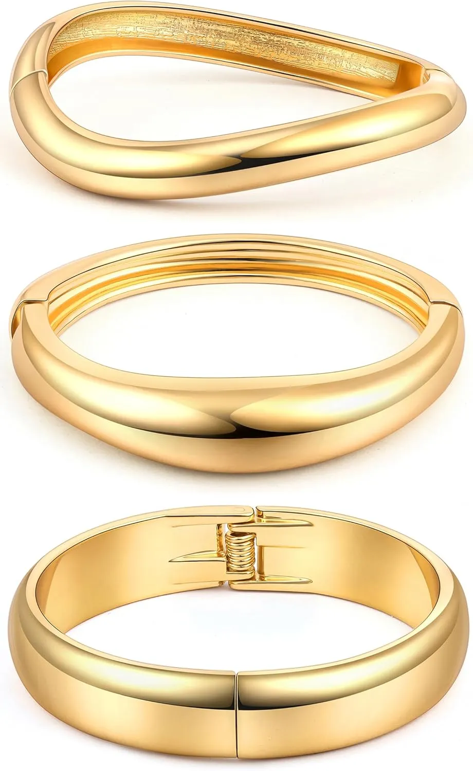 SONNYX 1-3 PCS Gold Silver Cuff Bangle Bracelets For Women Trendy Hinged Cuff Open Wide Chunky Bracelet Irregular Minimalist Bangle Jewelry