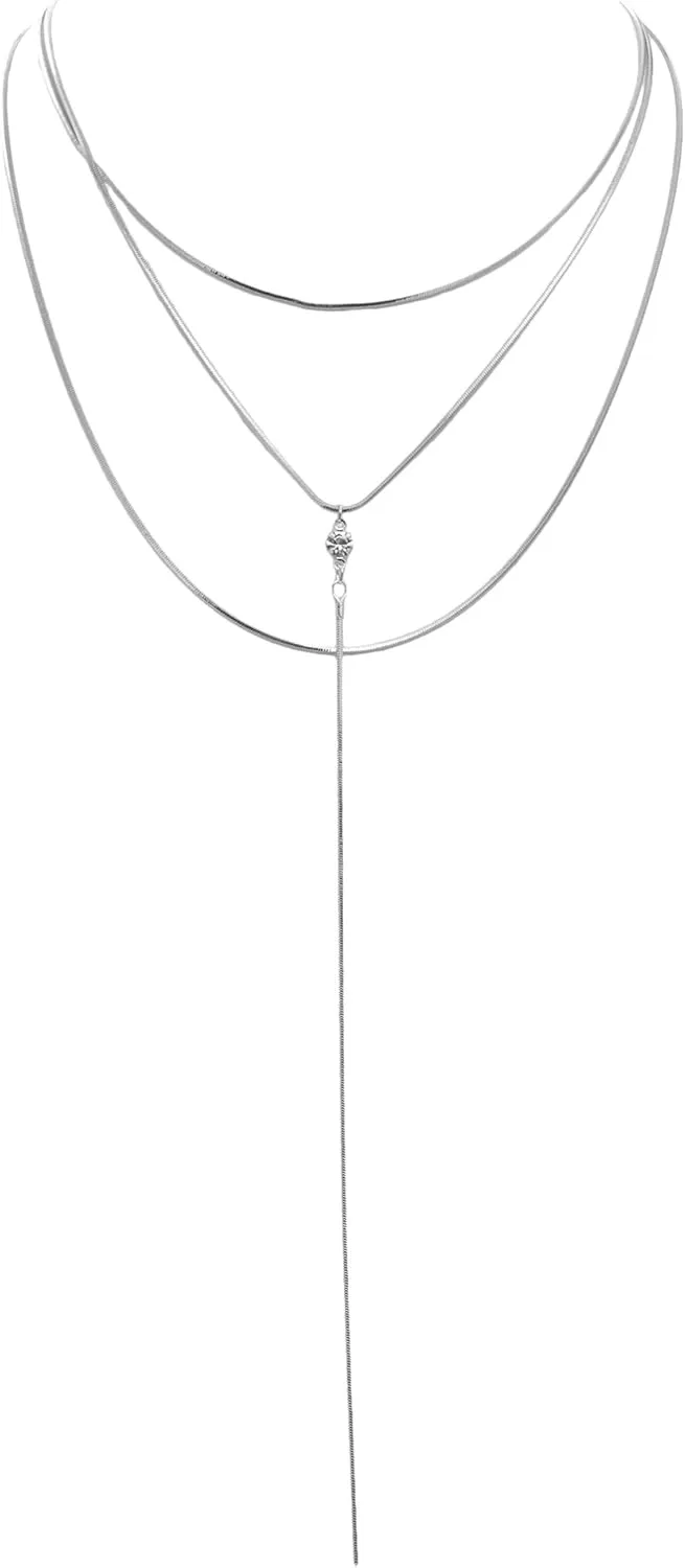 Spinningdaisy Crystal Accent Slim Layered Strand Y Necklace