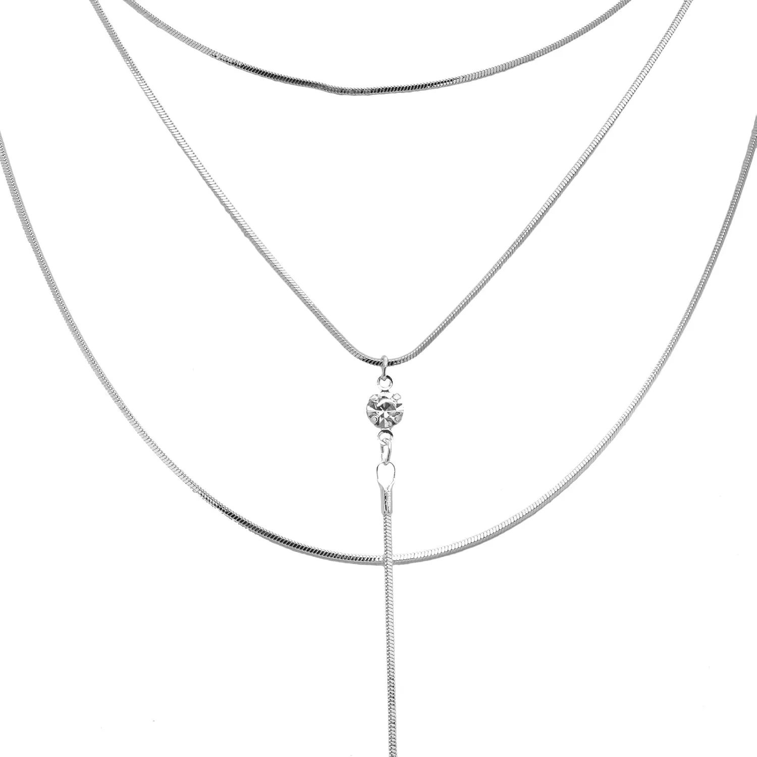 Spinningdaisy Crystal Accent Slim Layered Strand Y Necklace