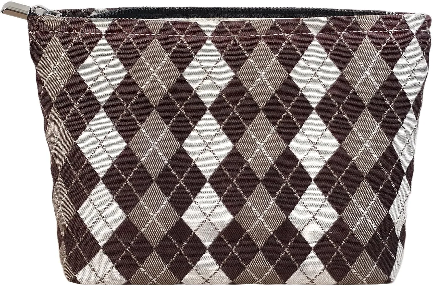 STARDW Parallel Checkered Makeup Bag Cute Cosmetic Bags for Women Girls, Travel Toiletry Bag Large Capacity Zipper Makeup Pouch, Purse Organizer Pouches