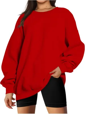 Stessotudo Oversized Sweatshirts for Women Crewneck Long Sleeve Baggy Boyfriend Tops Loose Fit Solid Casual Y2K Streetwear