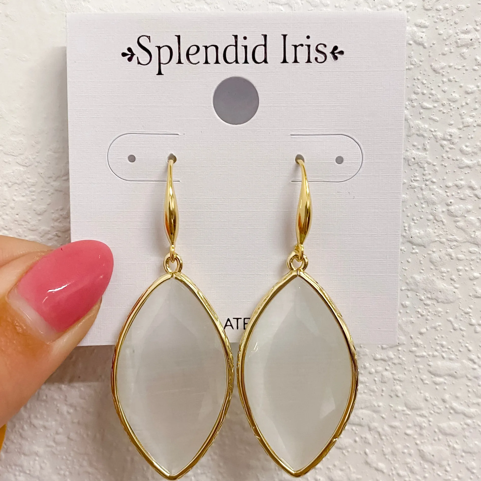 Stone Earrings White