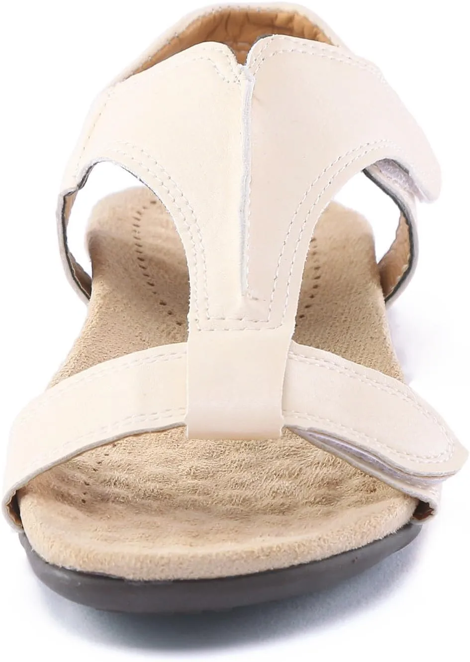 SuanlaTDS Flat Sandals for Women Dressy Summer Bohemian Comfortable Adjustable Ankle Strap Open Toe Platform Low Heels Orthopedic Sandals with Arch Support Elegant Casual Walking Shoes