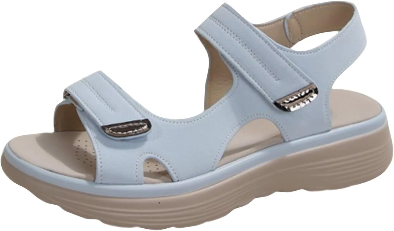 SuanlaTDS Orthopedic Sandals for Women Comfortable Low Heels Wedge Platform Open Toe Flat Walking Shoes Adjustable Hook Loop Wedges Casual Summer Beach Outdoor Hiking Sport Sandals