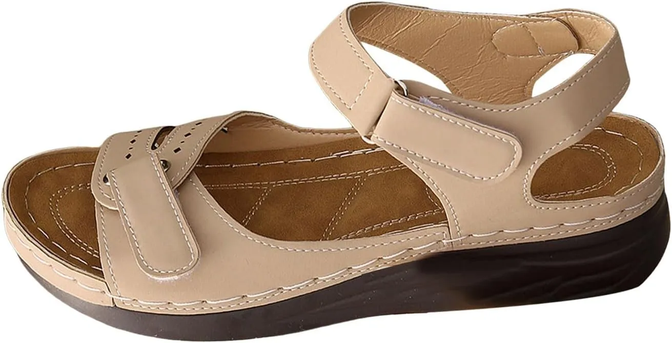 SuanlaTDS Orthopedic Wedge Sandals for Women Comfortable Summer Dressy Open Toe Platform Sandals with Arch Support Casual Boho Low Wedges Heels Sandals Outdoor Beach Dress Shoes