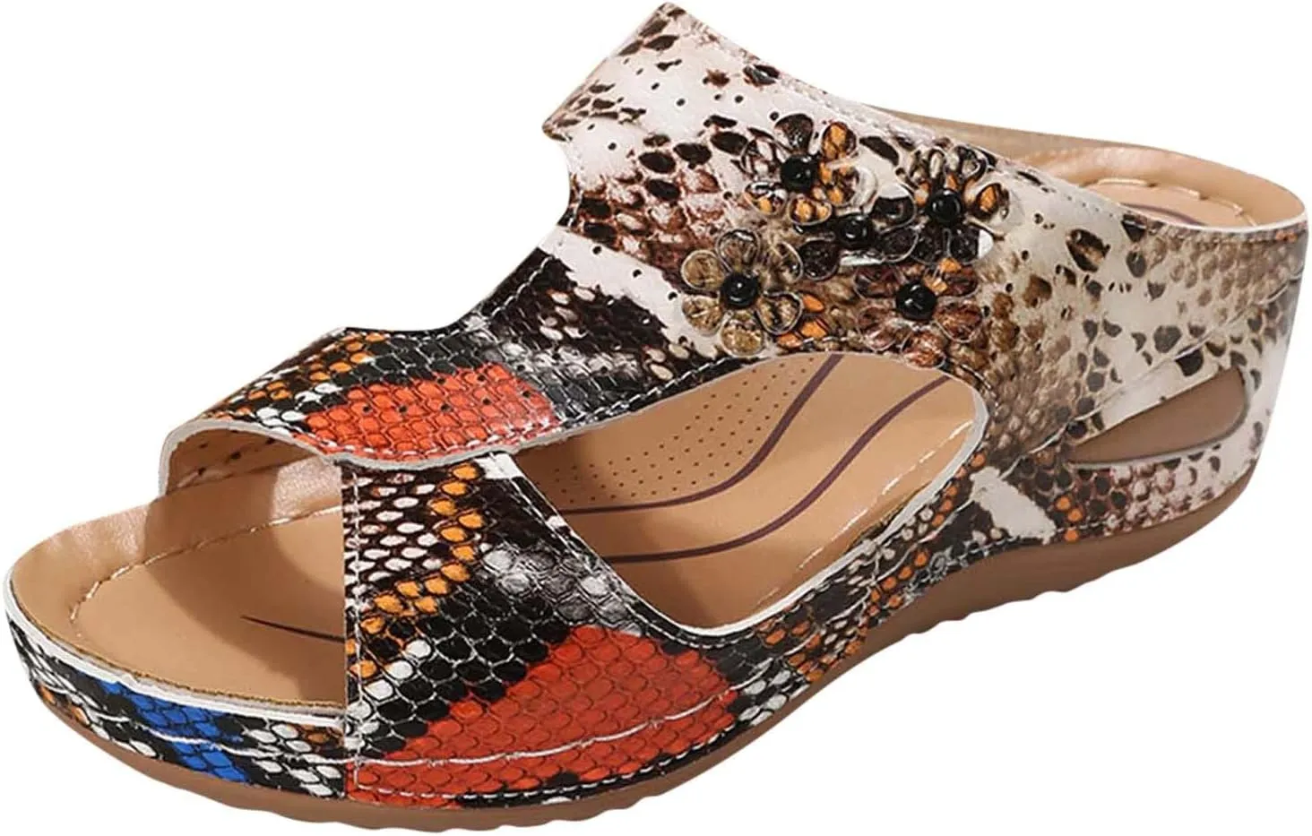 SuanlaTDS Orthopedic Wedge Sandals for Women Dressy 2025 Wide Width Open Toe Platform Flat Casual Flip Flops with Arch Support Silppers Comfortable Slip-on Slides Wedges Summer Beach Shoes