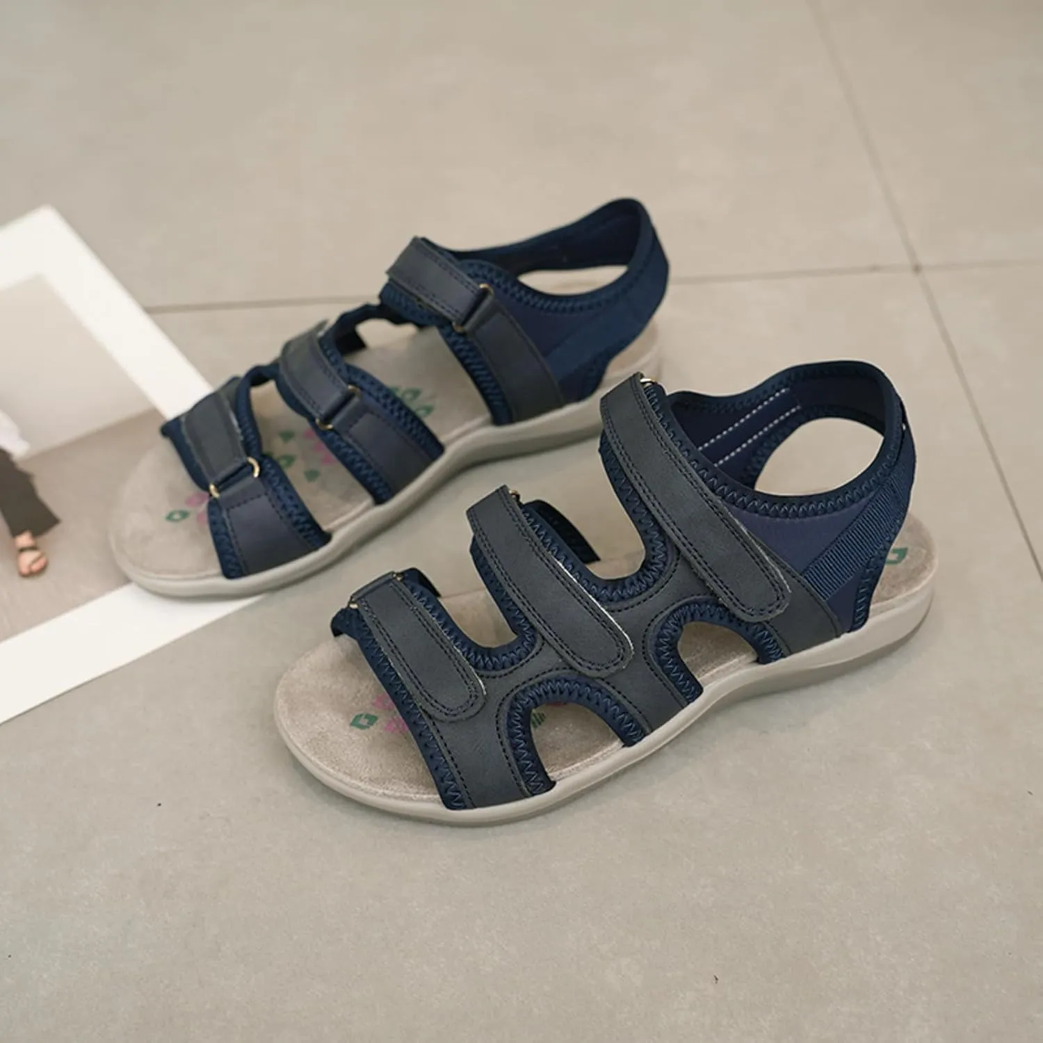 SuanlaTDS Orthopedic Wedge Sandals for Women Summer Dressy Walking Shoes Comfortable Low Heels Platform Arch Support Adjustable Strap Open Toe Thick Sole Sports Hiking Sandal
