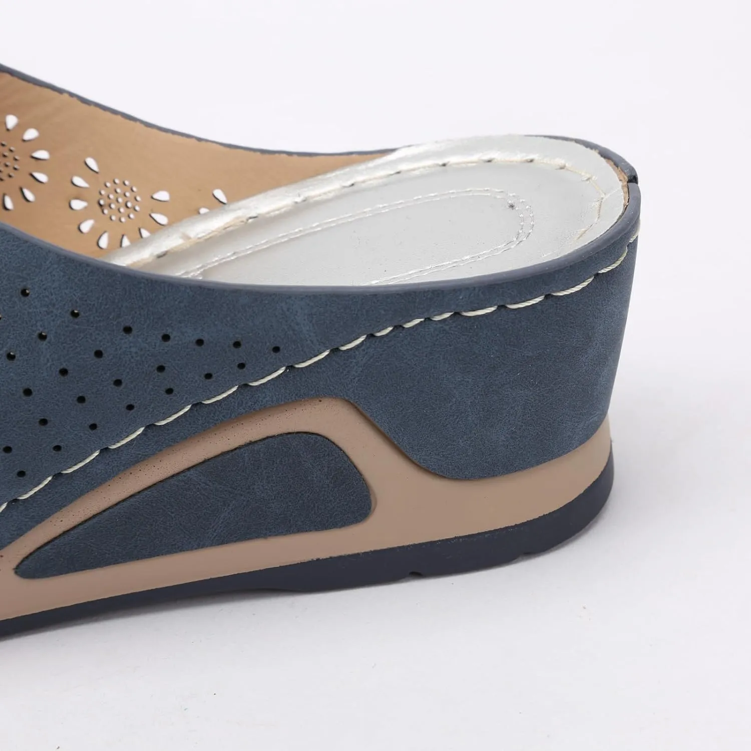 SuanlaTDS Sandals for Women Wedge Slip On 2025 Dressy Summer Comfortable Platform Open Toe Orthopedic Arch Support Slides Outdoor Beach Shoes Casual Elegant High Heels Wedges Sandal