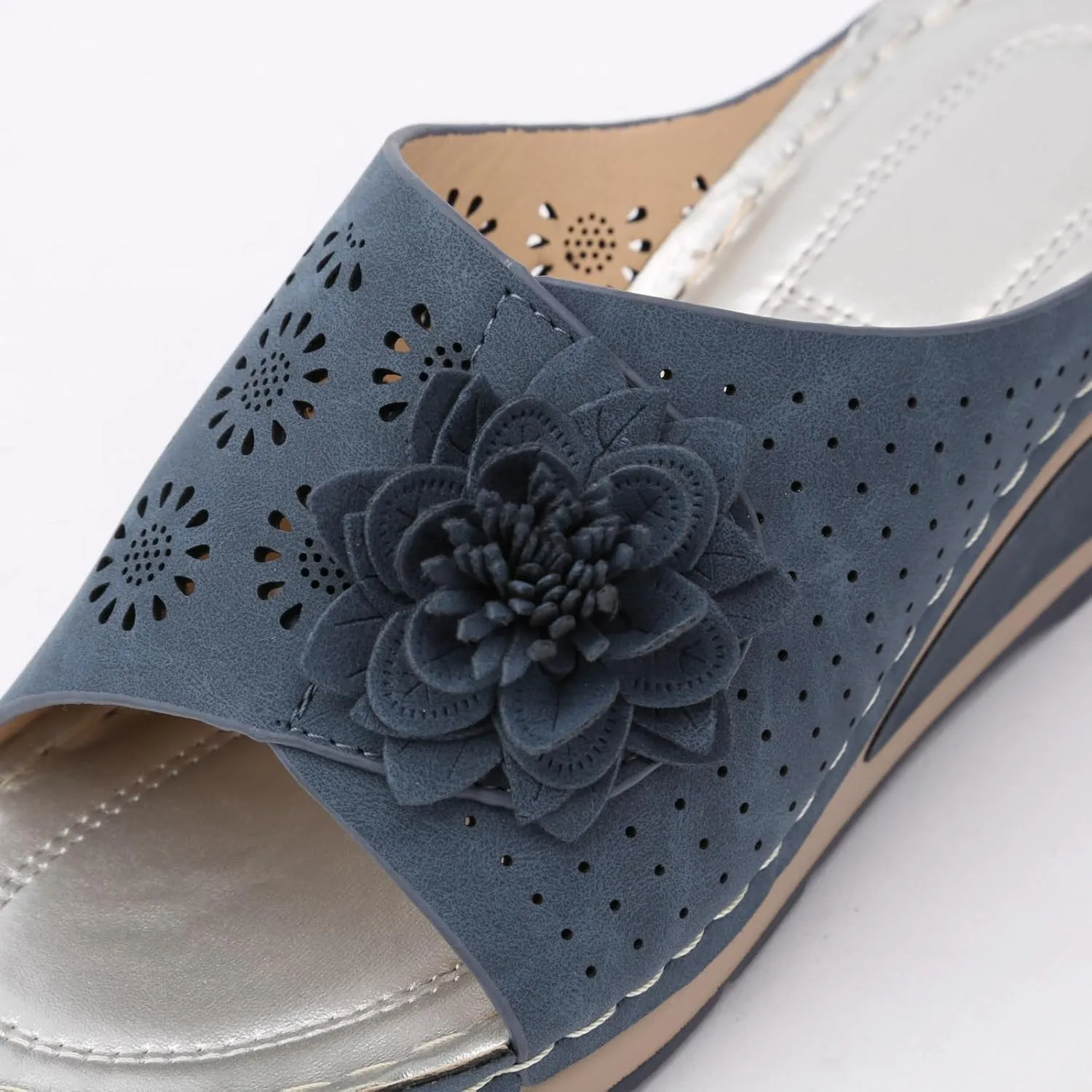 SuanlaTDS Sandals for Women Wedge Slip On 2025 Dressy Summer Comfortable Platform Open Toe Orthopedic Arch Support Slides Outdoor Beach Shoes Casual Elegant High Heels Wedges Sandal
