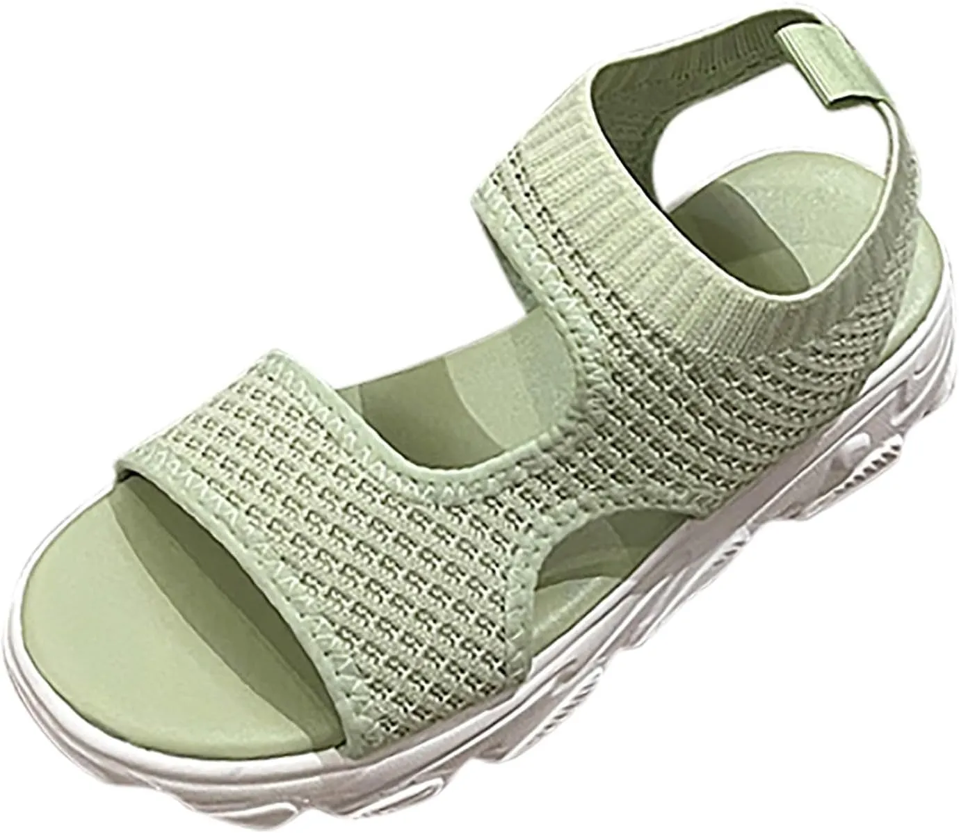 SuanlaTDS Summer Sandals for Women Orthopedic Comfortable Thick Sole Mesh Breathable Dressy Platform Wedge Open Toe Cutout Slingback Slip On Walking Shoes Low Heels Wedges Beach Sandal