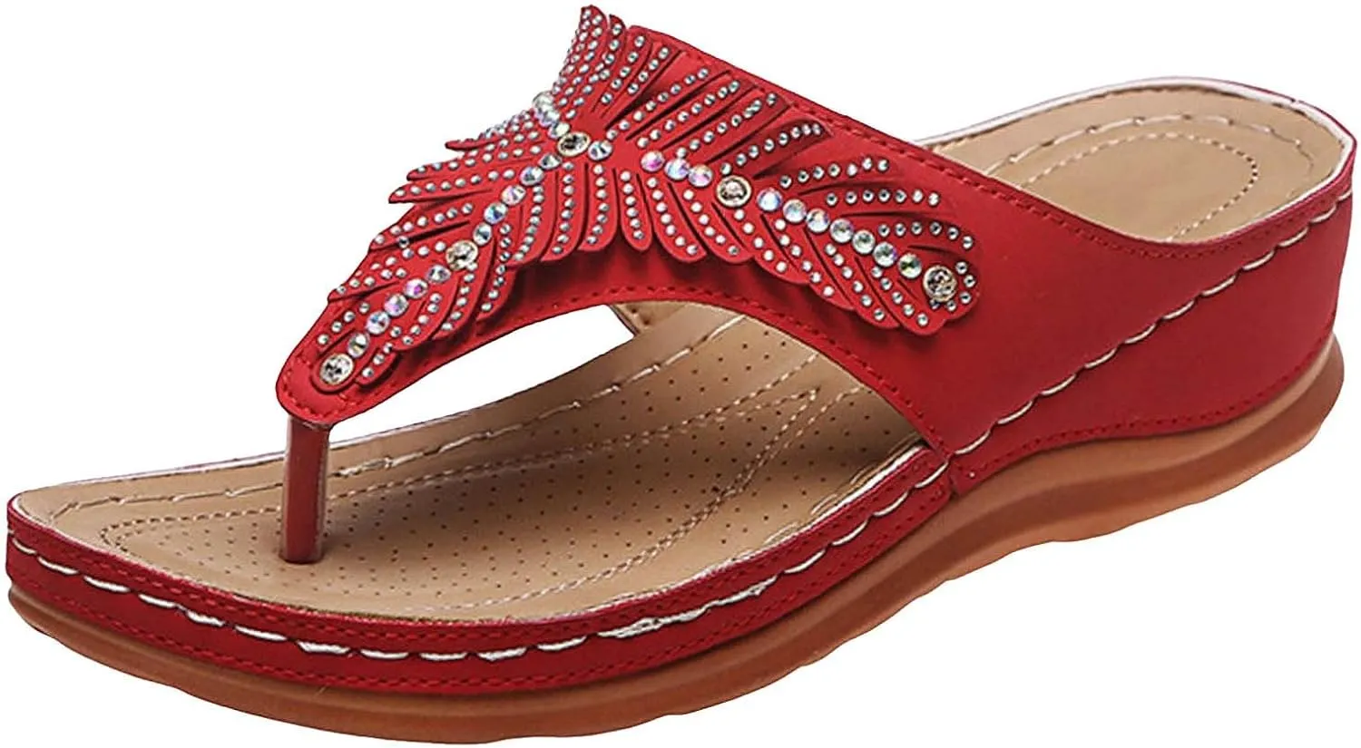 SuanlaTDS Wedge Flip Flops Orthopedic Sandals for Women 2025 Comfortable Arch Support Open Toe Platform Slip On Slides Summer Beach Dress Shoes Low Heels Outdoor Walking Slippers