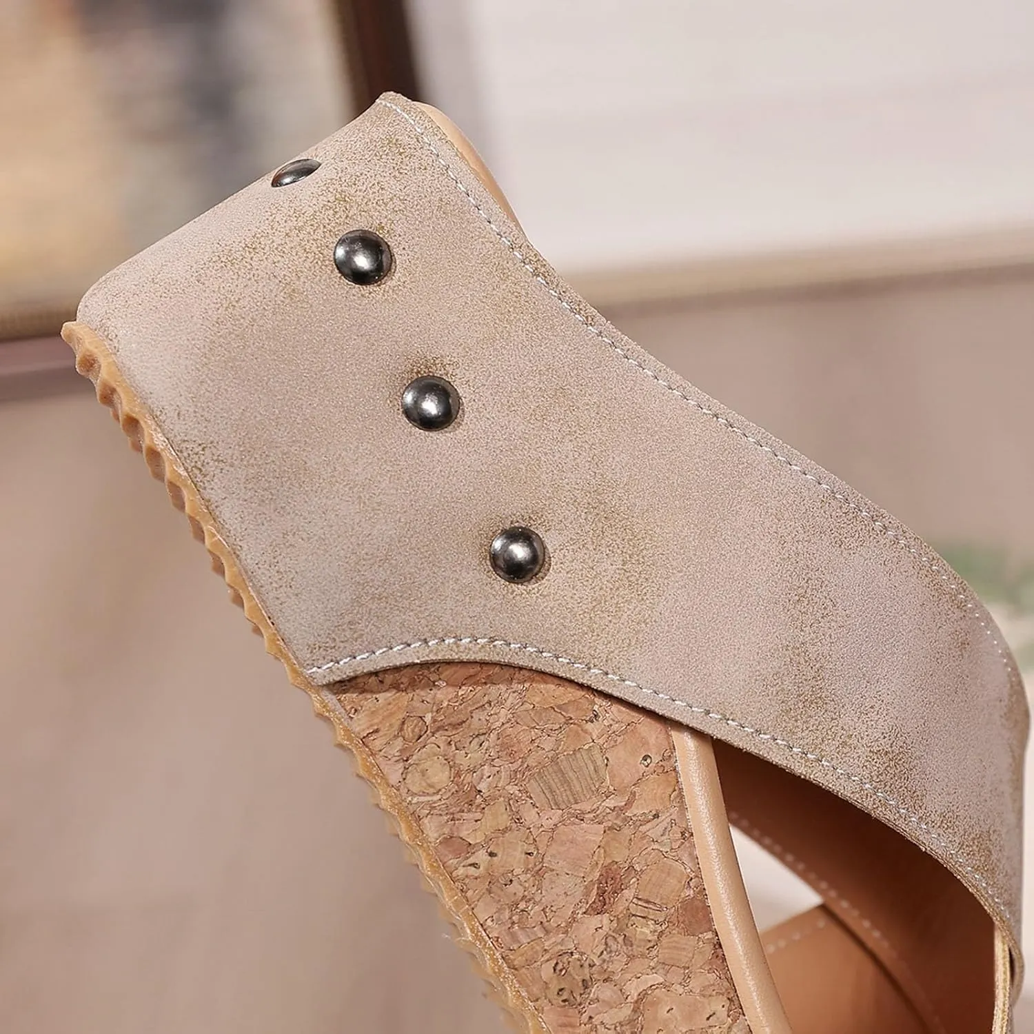 SuanlaTDS Women's Wedge Sandals Dressy Platform Crisscross Open Toe Low Heel Summer Wedding Party Dress Shoes 2025 Comfortable Slip-on Bohemian Elegant Outdoor Wedges Slide Sandal Slippers