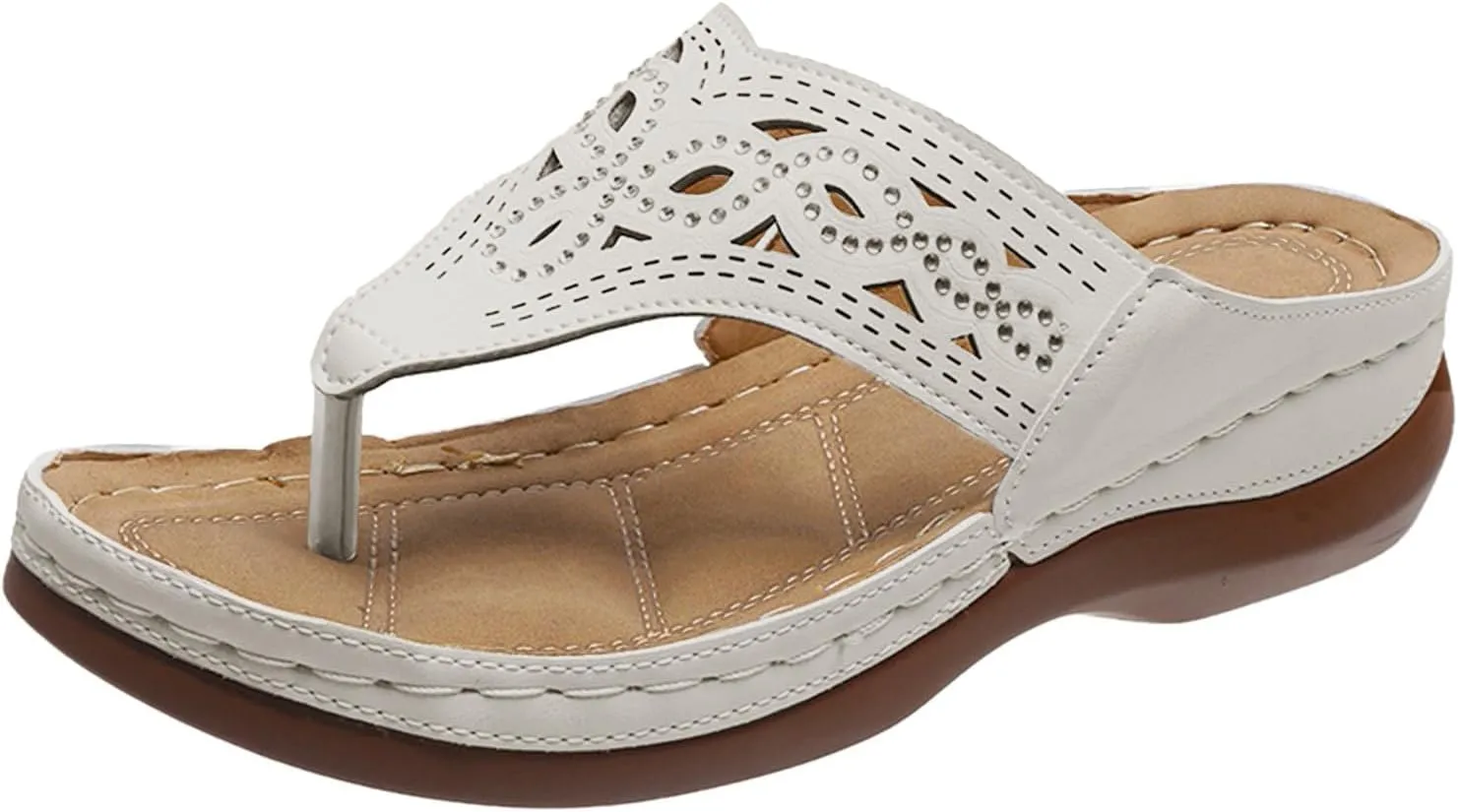 SuanlaTDS Women's Wedge Sandals Platform Flip Flops with Arch Support Comfortable Yoga Mat Athletic Walking Thong Slippers Slip On Open Toe Low Wedges Heels Slide Orthopedic Sandals