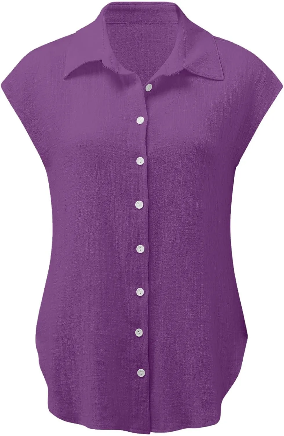 Summer Shirts for Women Trendy 2025 Cotton Linen Button Down Tops Casual Cap Sleeve Summer Blouses Work Clothes