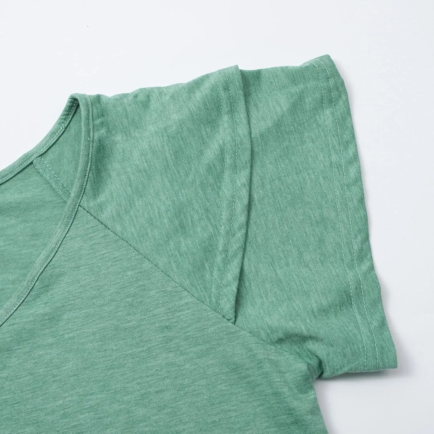 Summer T Shirts for Women V Neck Layered Ruffle Trim Short Sleeve Loose Fit Tees Baggy Lounge Outdoor Running Tops