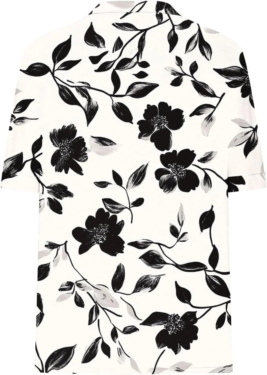 Summer Tops for Women 2025 Boho Short Sleeve V Neck Tunic Shirts Dressy Casual Floral Blouse Trendy Vacation Outfits