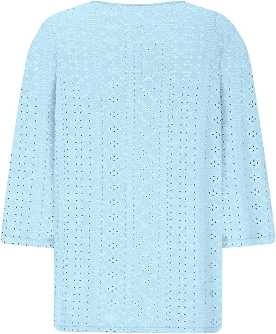 Summer Tops for Women 2025 Trendy 3/4 Sleeve v Neck Eyelet Shirts Dressy Casual Holiday Vacation Tunic Blouses