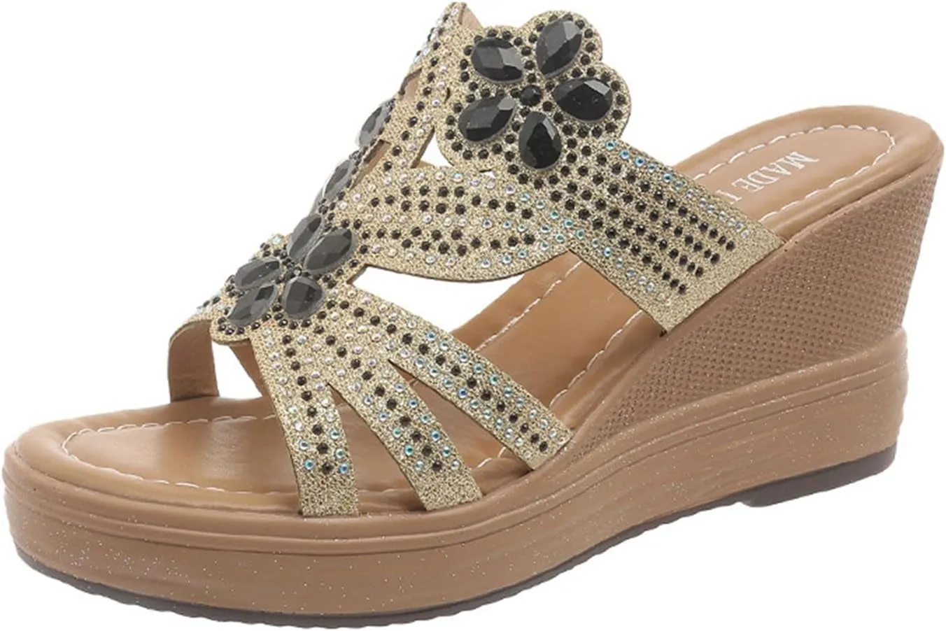Summer Wedge Sandals for Women Dressy Casual High Heel Slides Comfort Platform Slide Sandal Beach Shoes Mules
